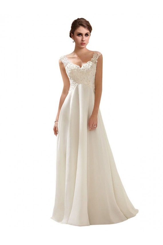 Soft Chiffon & Lace A-Line Sweep Train Sleeveless Low Back Wedding Dress Sheffield