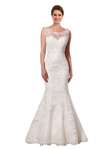 Lace Mermaid Chapel Train Long Sleeveless Sexy Wedding Dress Sheffield