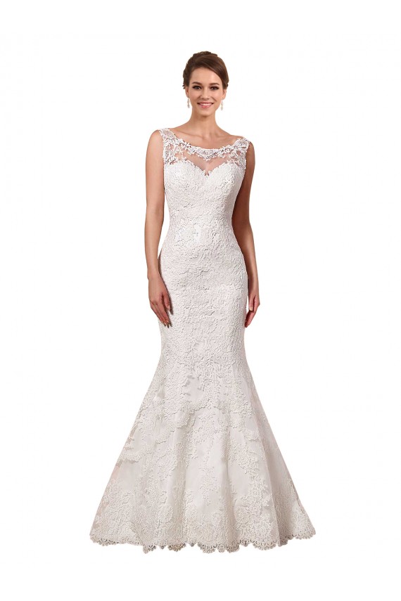 Lace Mermaid Chapel Train Long Sleeveless Sexy Wedding Dress Sheffield