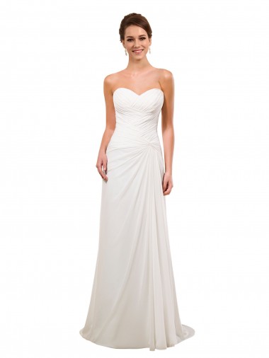 Soft Chiffon Sheath Chapel Train Sleeveless Wedding Gowns Sheffield