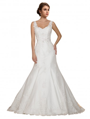 Lace Mermaid Chapel Train Cap Sleeves Ivory Wedding Dress Sheffield