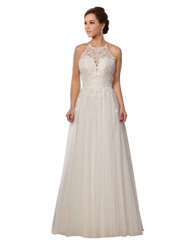 Tulle A-Line Sweep Train Sleeveless Wedding Dress Sheffield