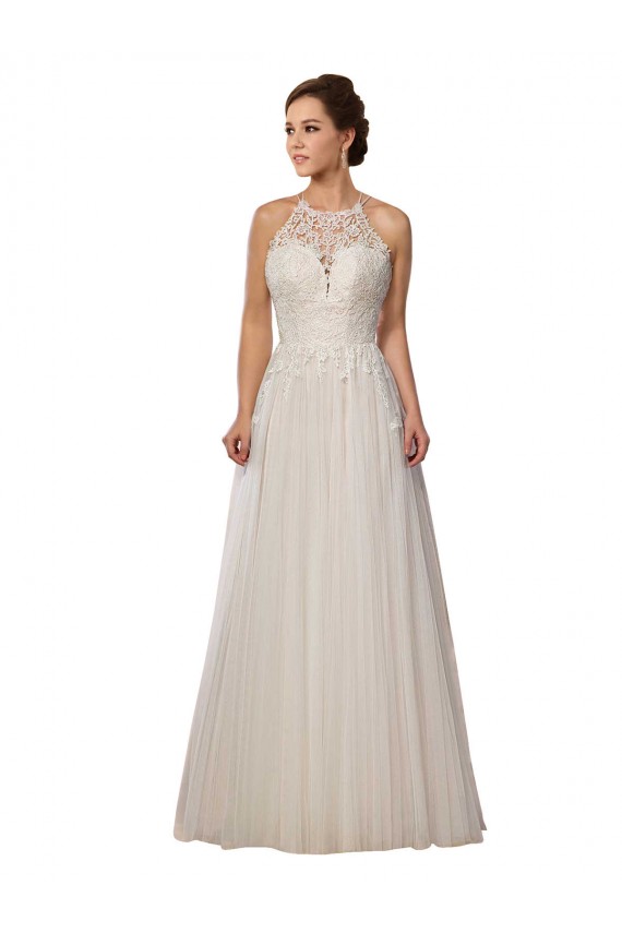 Tulle A-Line Sweep Train Sleeveless Wedding Dress Sheffield