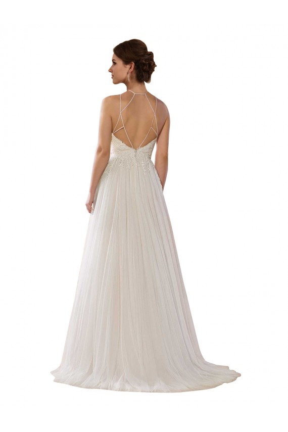 Tulle A-Line Sweep Train Sleeveless Wedding Dress Sheffield