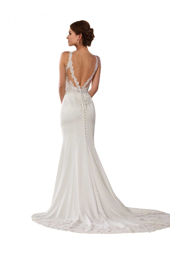 Lace Sheath Chapel Train Sleeveless V-Back Modern Wedding Dress Sheffield