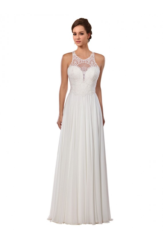 Soft Chiffon Sheath Chapel Train Sleeveless Wedding Dress Sheffield