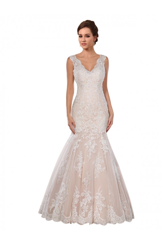 Lace Mermaid Chapel Train Sleeveless Modern Wedding Dress Sheffield