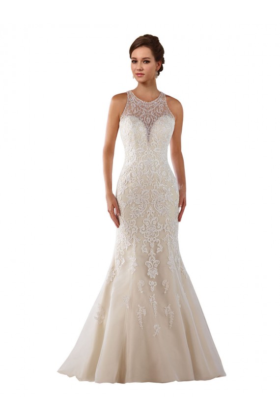 Lace Mermaid Chapel Train Sleeveless Bridal Gown Sheffield