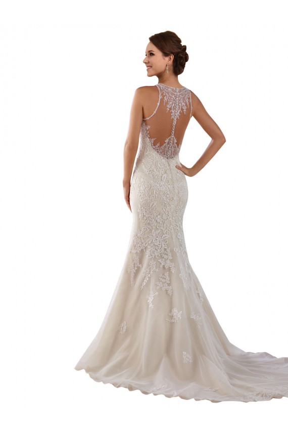 Lace Mermaid Chapel Train Sleeveless Bridal Gown Sheffield