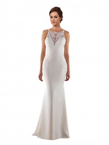 Lace & Stretch Crepe Mermaid Sweep Train Sleeveless Modern Wedding Dress Sheffield