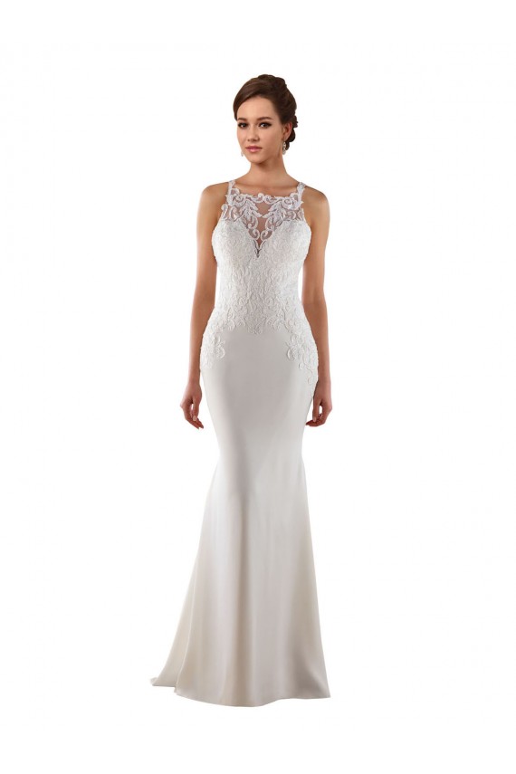 Lace & Stretch Crepe Mermaid Sweep Train Sleeveless Modern Wedding Dress Sheffield