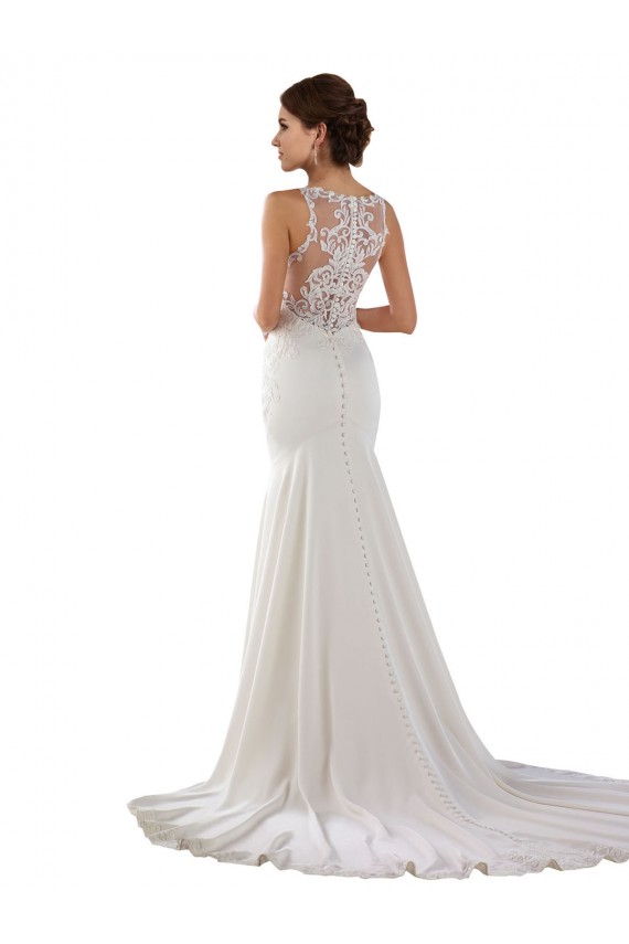 Lace & Stretch Crepe Mermaid Sweep Train Sleeveless Modern Wedding Dress Sheffield