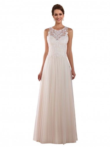 Tulle & Lace A-Line Chapel Train Sleeveless Boho Wedding Dress Sheffield