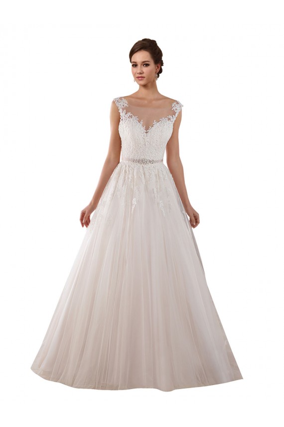 Tulle & Lace Ball Gown Chapel Train Sleeveless Keyhole Back Wedding Dress Sheffield
