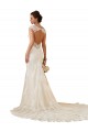 Lace Mermaid Chapel Train Sleeveless Keyhole Back Modern Wedding Dress Sheffield
