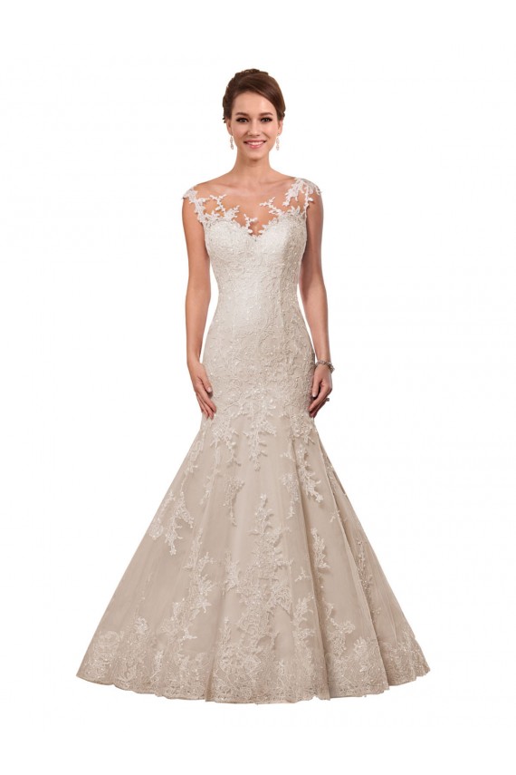 Lace Mermaid Chapel Train Cap Sleeves Wedding Dress Sheffield