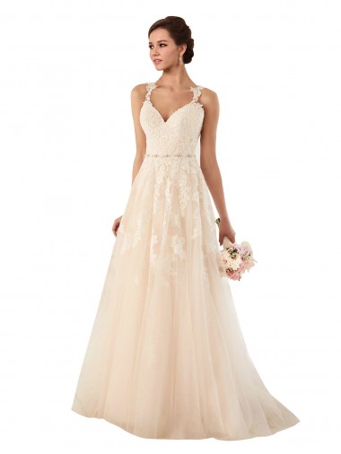 Tulle & Lace A-Line Chapel Train Sleeveless Sweetheart Wedding Dress Sheffield