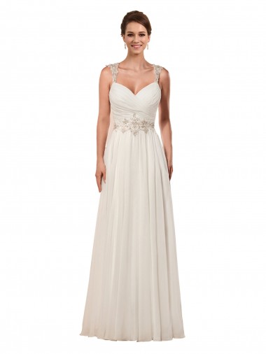 Soft Chiffon Sheath Chapel Train Sleeveless Keyhole Back Wedding Dress Sheffield