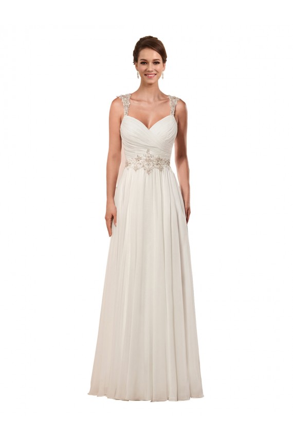 Soft Chiffon Sheath Chapel Train Sleeveless Keyhole Back Wedding Dress Sheffield