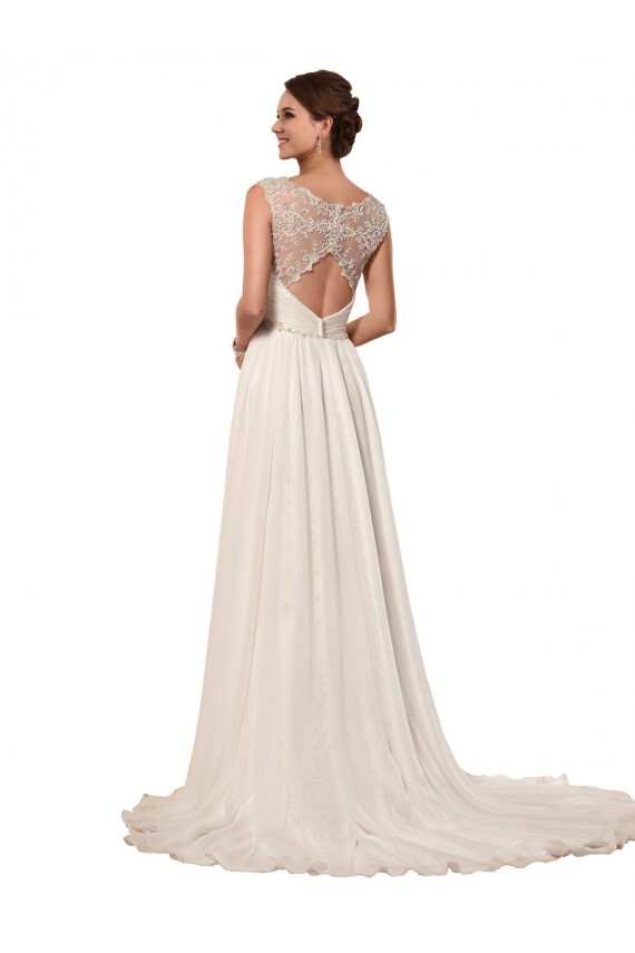 Soft Chiffon Sheath Chapel Train Sleeveless Keyhole Back Wedding Dress Sheffield