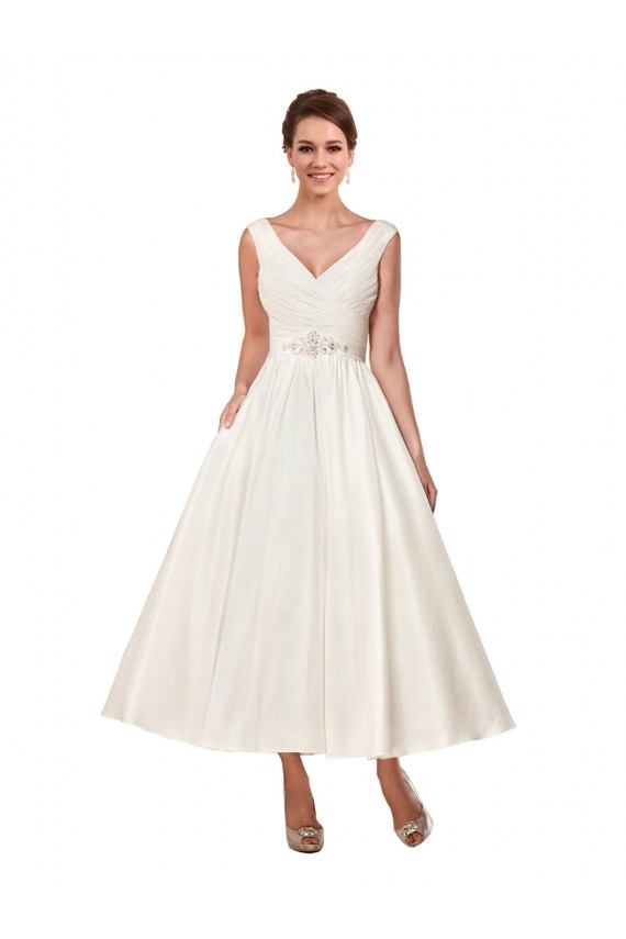 Satin A-Line Ankle Length Sleeveless Wedding Dress Sheffield