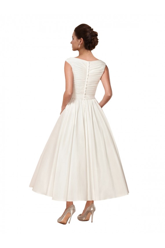 Satin A-Line Ankle Length Sleeveless Wedding Dress Sheffield