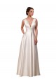 Satin A-Line Chapel Train Sleeveless Wedding Gowns Sheffield