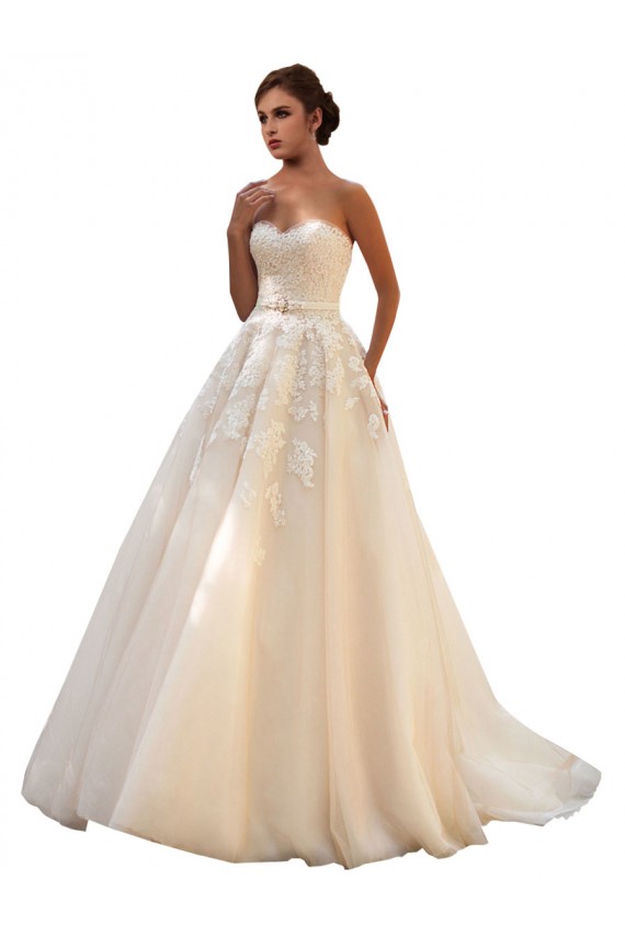 Tulle & Lace Ball Gown Chapel Train Sleeveless Sweetheart Wedding Dress Sheffield