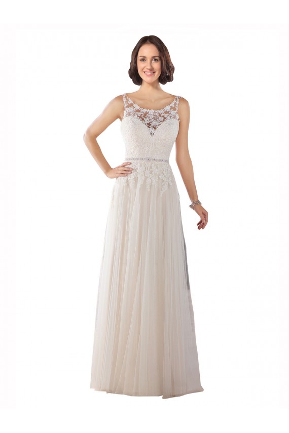 Tulle A-Line Sweep Train Sleeveless Boho Wedding Dress Sheffield