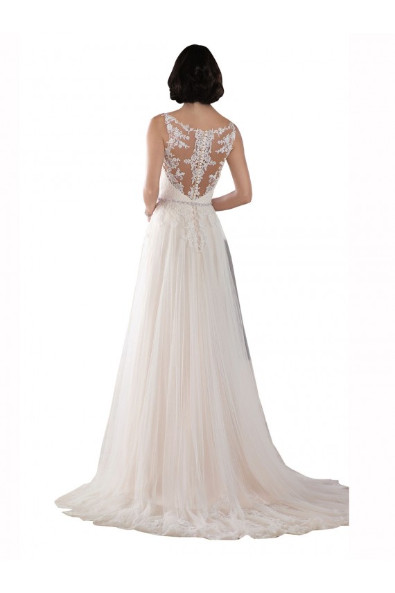 Tulle A-Line Sweep Train Sleeveless Boho Wedding Dress Sheffield