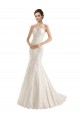 Lace Mermaid Chapel Train Sleeveless Illusion Neck Wedding Dress Sheffield