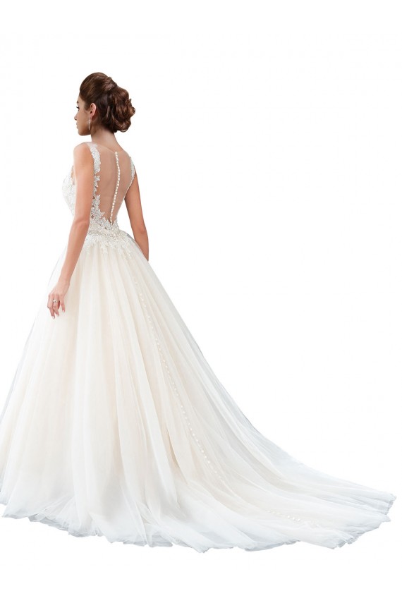 Tulle & Lace A-Line Cathedral Train Sleeveless Beach Wedding Dress Sheffield