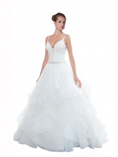 Tulle Ball Gown Chapel Train Sleeveless Beach Wedding Dress Sheffield