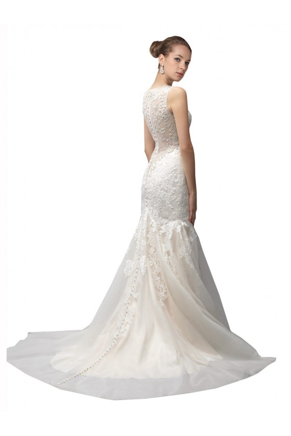 Tulle & Lace Mermaid Sweep Train Sleeveless Wedding Dress Sheffield