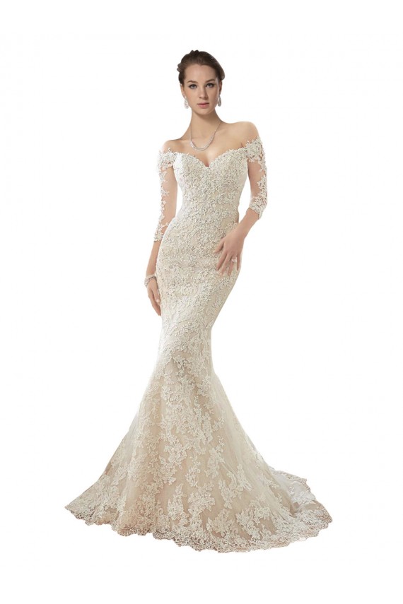 Tulle & Lace Mermaid Chapel Train Long Sleeves Wedding Dress Sheffield