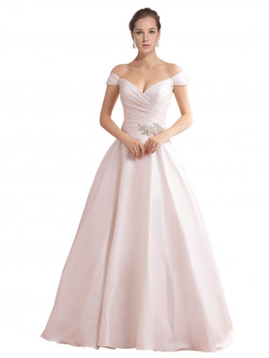 Satin A-Line Chapel Train Sleeveless V-Back Wedding Dresses Sheffield