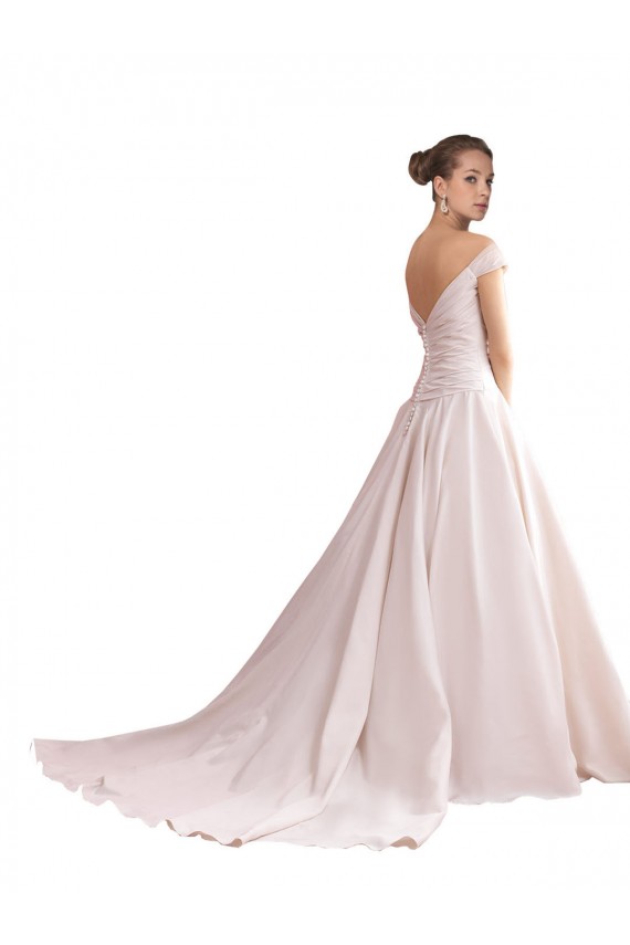 Satin A-Line Chapel Train Sleeveless V-Back Wedding Dresses Sheffield