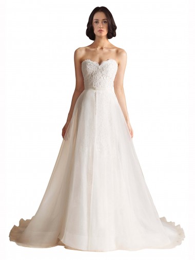 Tulle A-Line Sweep Train Sleeveless Low Back Bridal Wedding Dress Sheffield