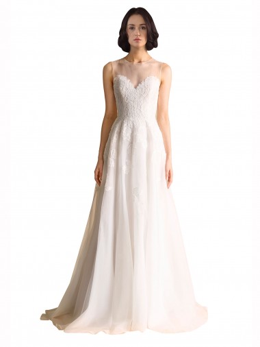 Tulle A-Line Chapel Train Sleeveless Wedding Dress Sheffield