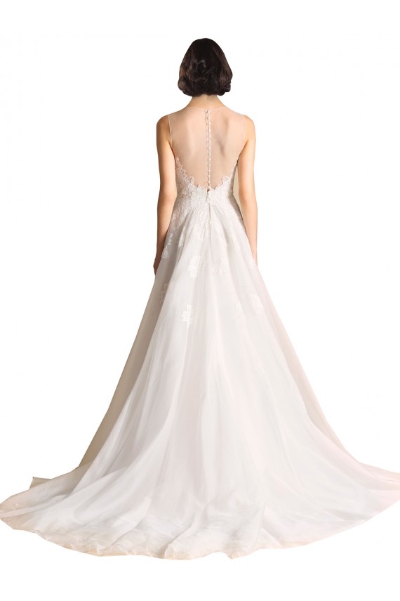 Tulle A-Line Chapel Train Sleeveless Wedding Dress Sheffield