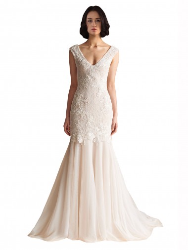 Tulle Mermaid Sweep Train Sleeveless Low Back Wedding Dress Sheffield