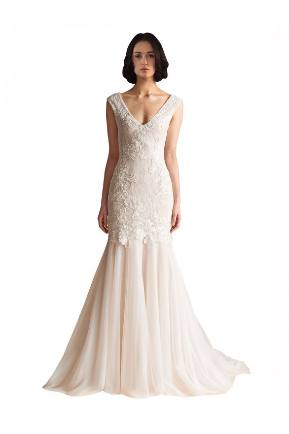 Tulle Mermaid Sweep Train Sleeveless Low Back Wedding Dress Sheffield