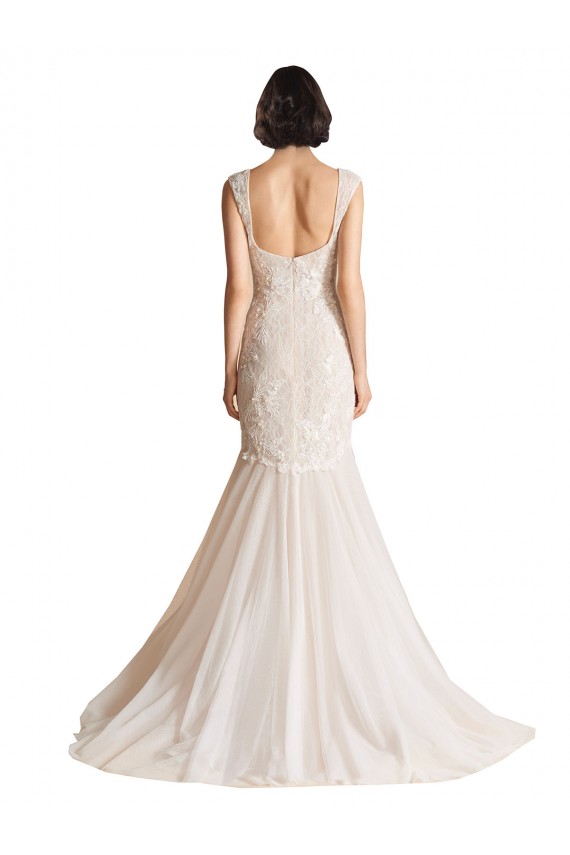 Tulle Mermaid Sweep Train Sleeveless Low Back Wedding Dress Sheffield
