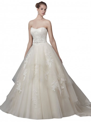 Tulle & Lace Ball Gown Chapel Train Sleeveless Low Back Wedding Dress Sheffield