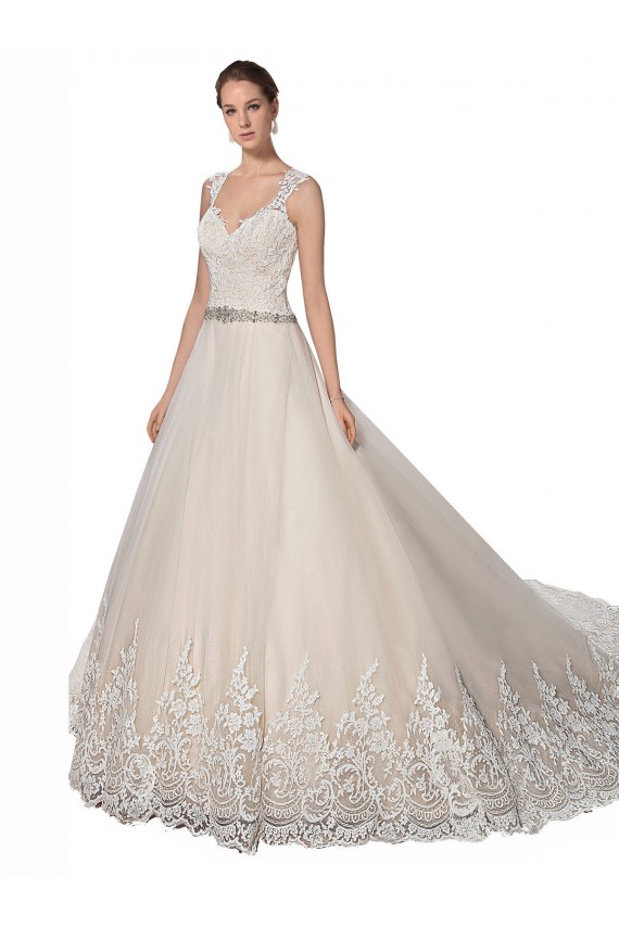 Tulle & Lace A-Line Chapel Train Sleeveless Sweetheart Wedding Dresses Sheffield