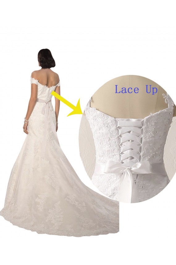 Lace Mermaid Chapel Train Sleeveless White Beach Wedding Dress Sheffield