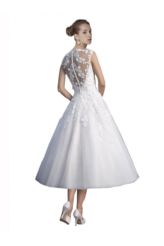 Tulle & Lace A-Line Tea Length Sleeveless Beach Wedding Dress Sheffield