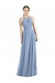 Soft Chiffon A-Line Long Sleeveless Dusty Blue Evening Dresses Sheffield