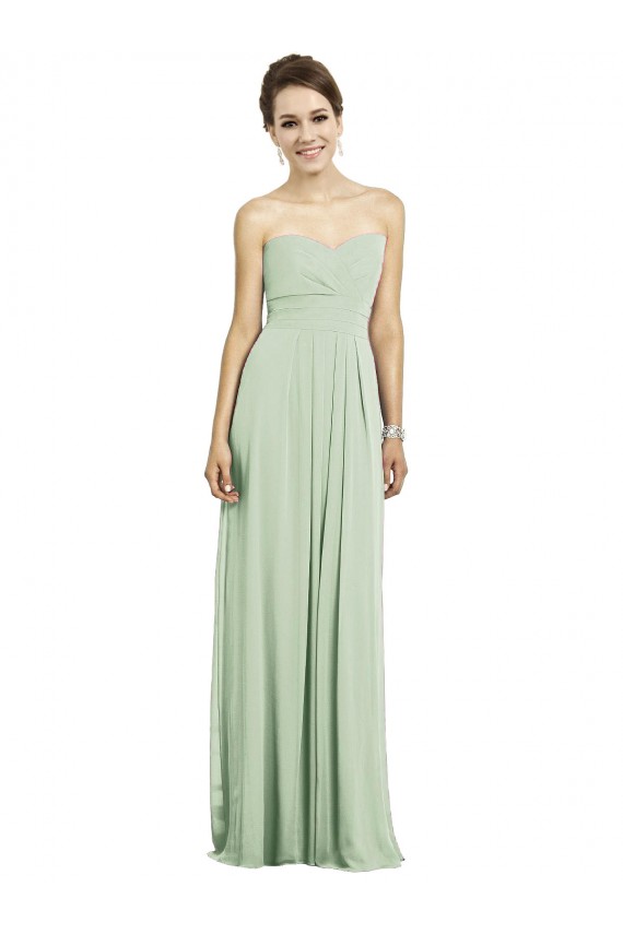 Soft Chiffon A-Line Long Sleeveless Sage Bridesmaid Gowns Sheffield