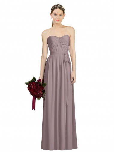 Soft Chiffon A-Line Long Sleeveless Dusty Rose Bridesmaid Gowns Sheffield
